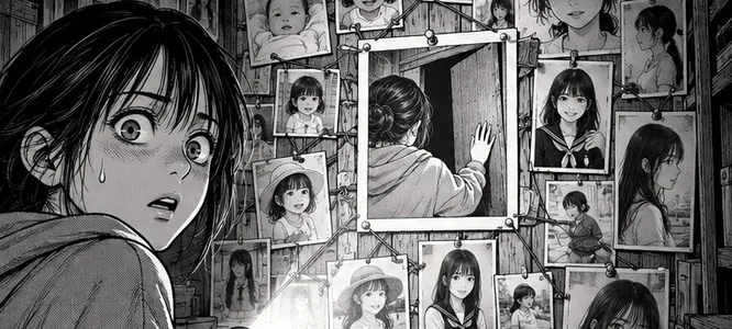 A sample comic page in the B&W manga style