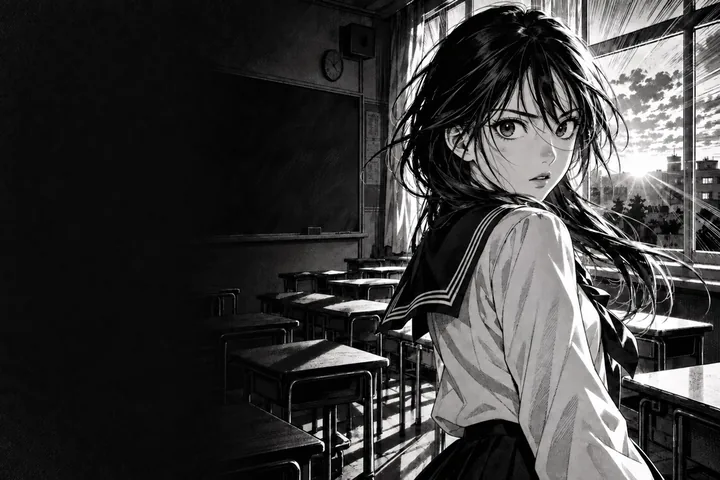 Reference images a user uploaded: a black and white manga scene